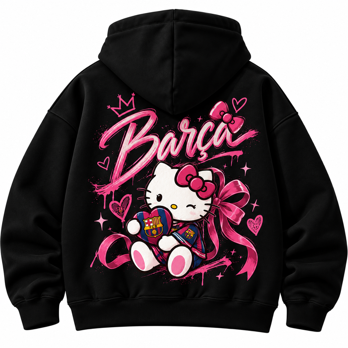 Hello Kitty × Barça | هودي أسود