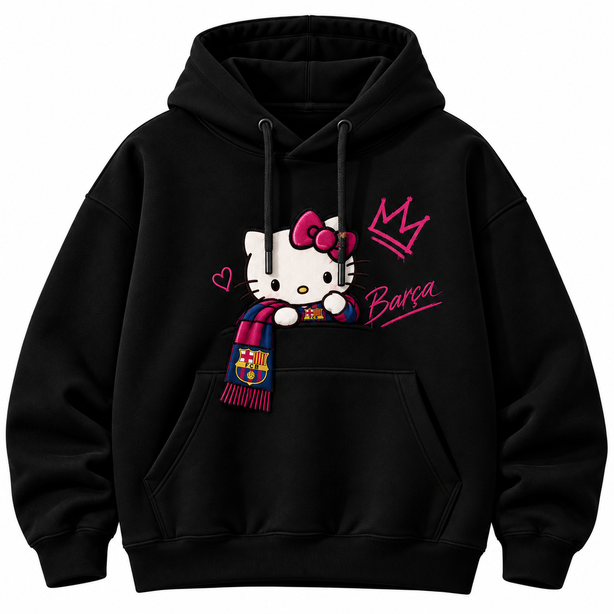 Hello Kitty × Barça | هودي أسود